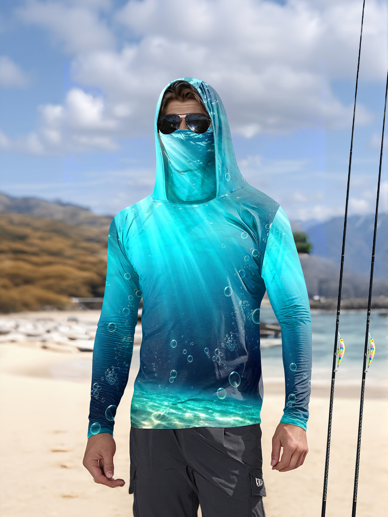 Mens Fashion Summer - Men's long-sleeved T-shirt with sun protection