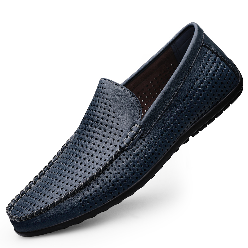 Suede Loafers Men - Men's Slip-On Perforated Driving Flats Shoes