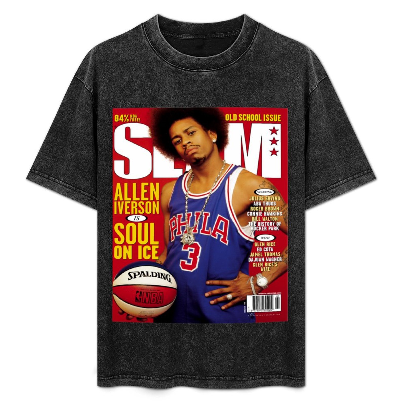 Mens Fashion Magazines - Allen-Iverson-Slam-Magazine T-Shirt Fashion Pattern Printed Tee