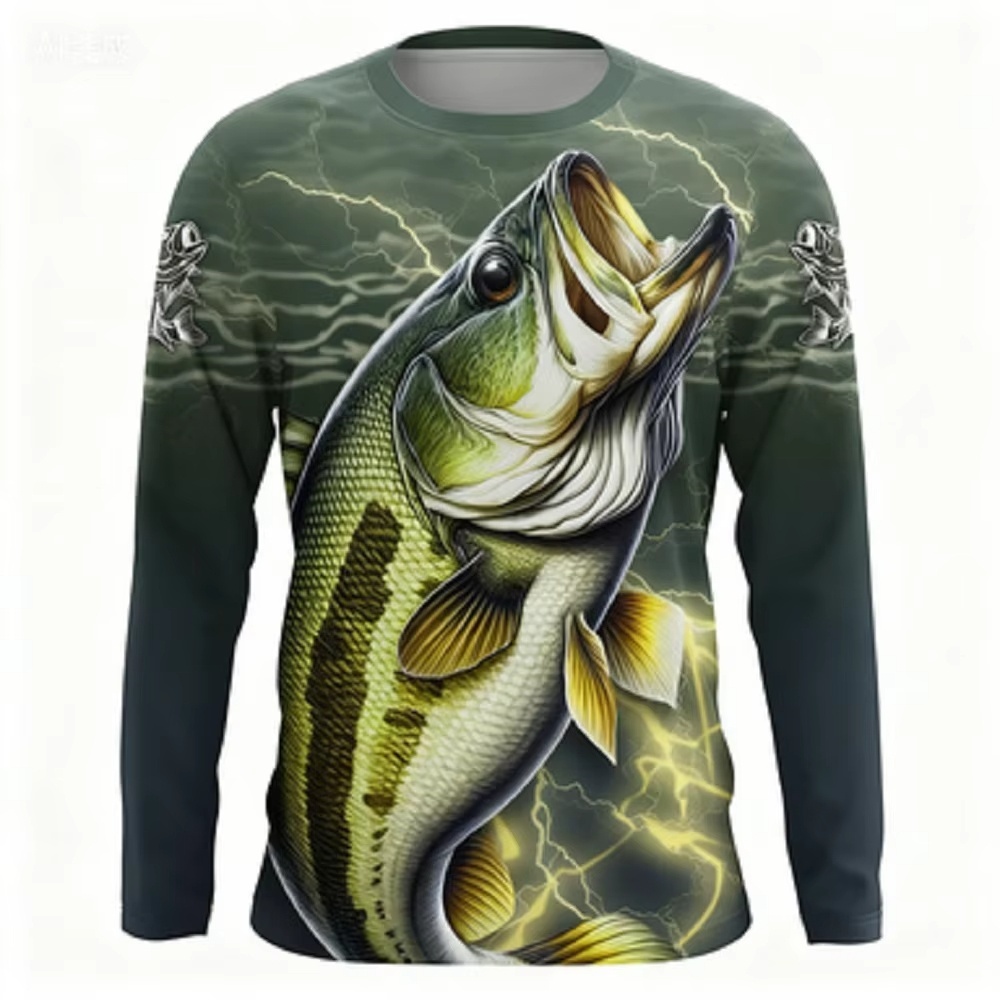 Queer Men'S Fashion - Fashionable Bass Pattern Crew Neck Long