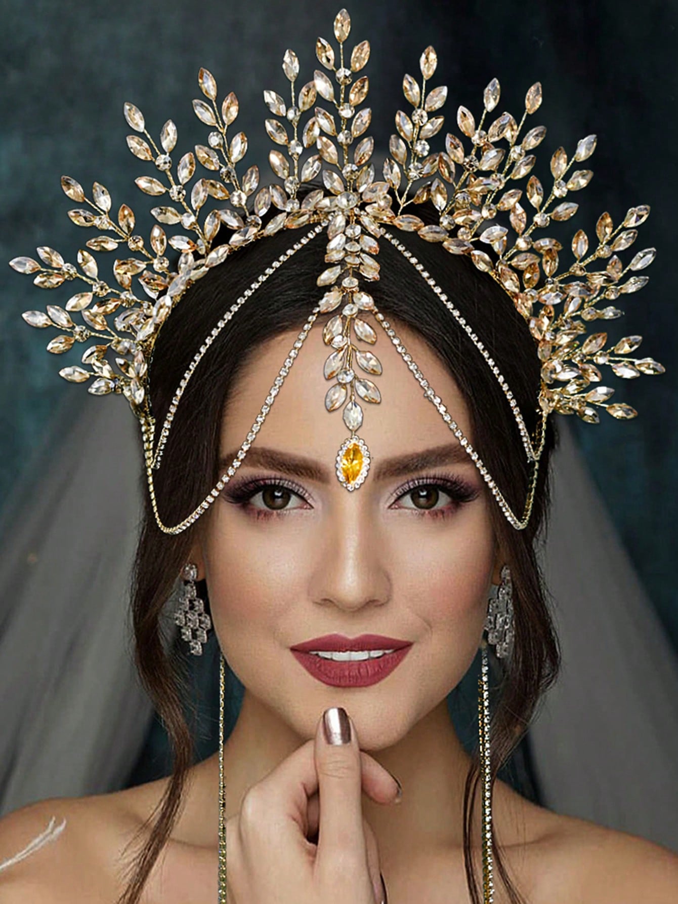 Men'S Fashion Accessories - 1pc Luxurious Bridal Crown Headband, Rhinestone