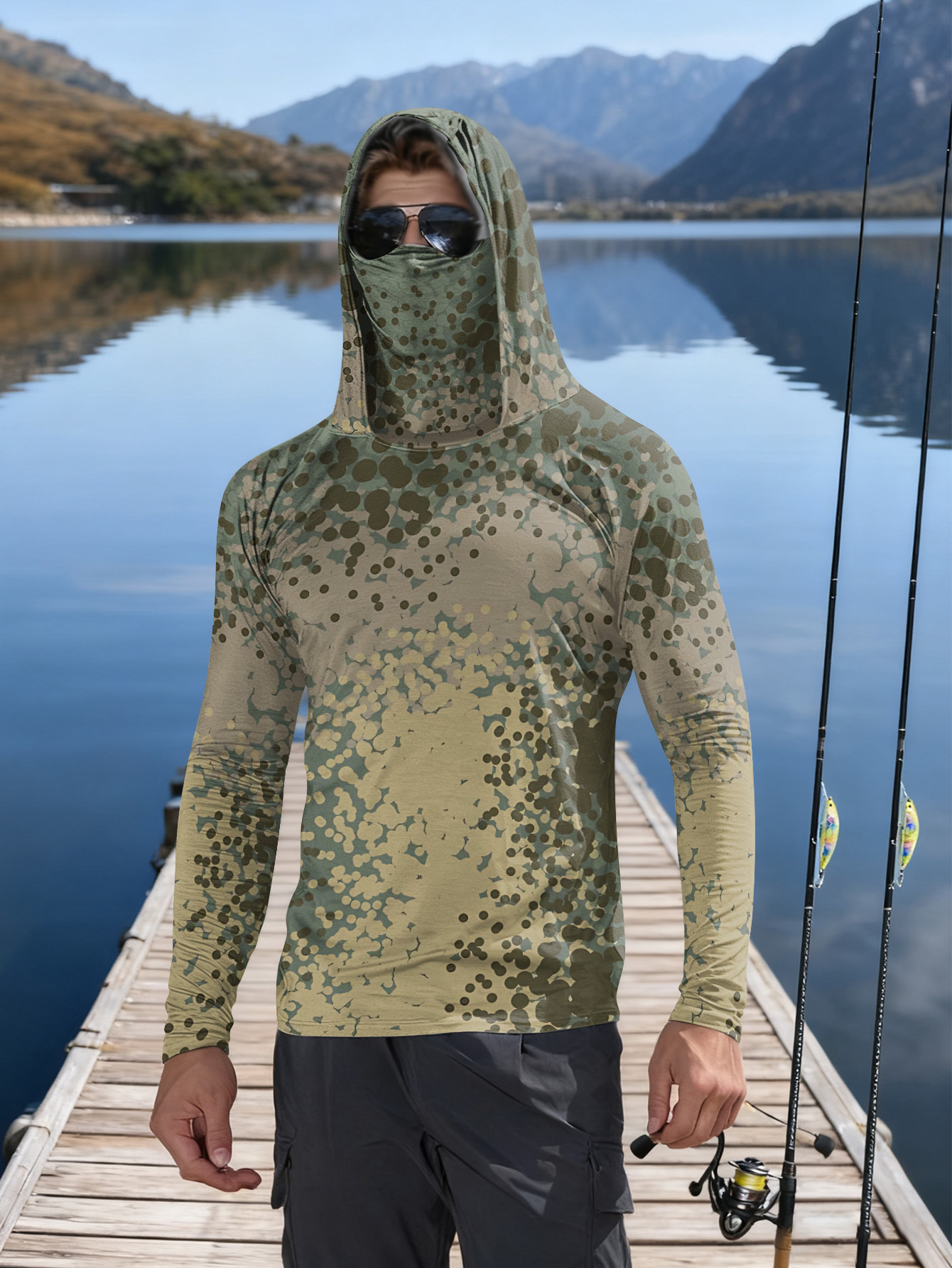Mens Fashion Summer - Men's Fishing Hooded Long-Sleeved Camouflage Sunscreen