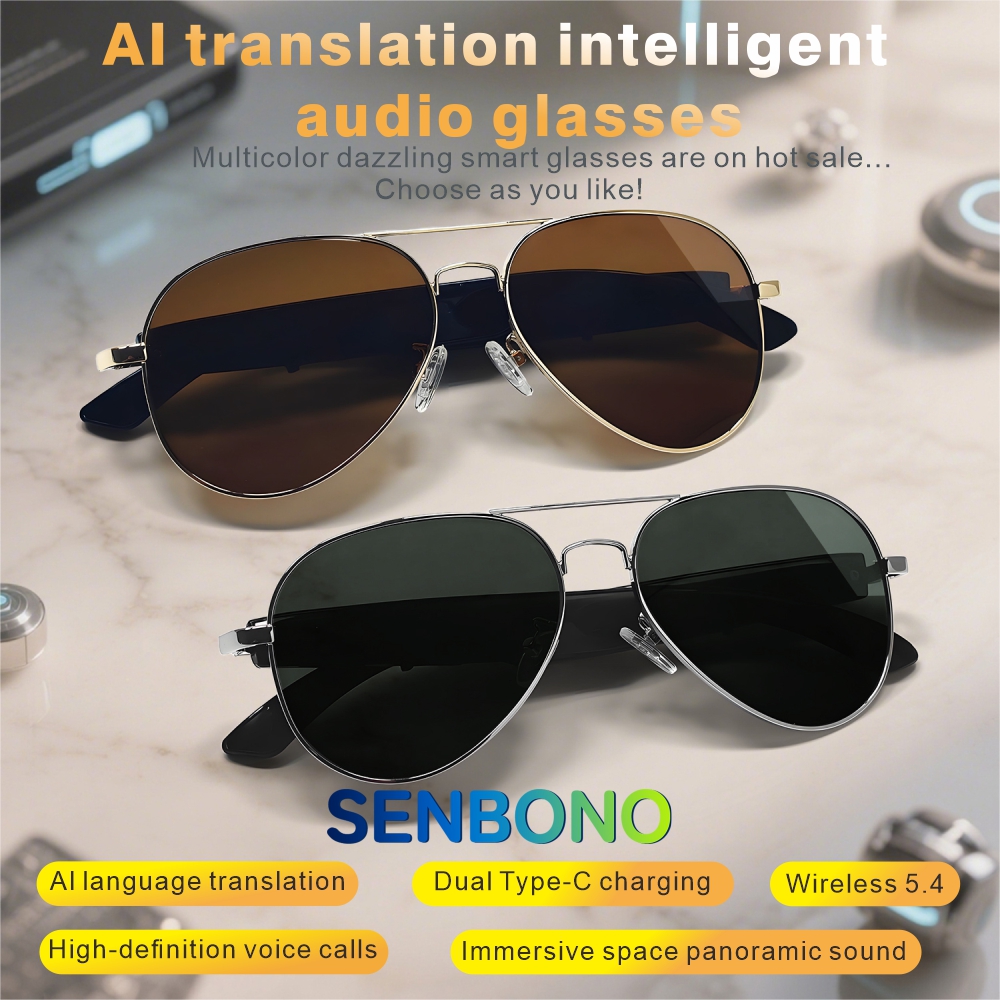 Men'S Fashion Korea - SENBONO Fashion Sunglasses AI Translator Smart