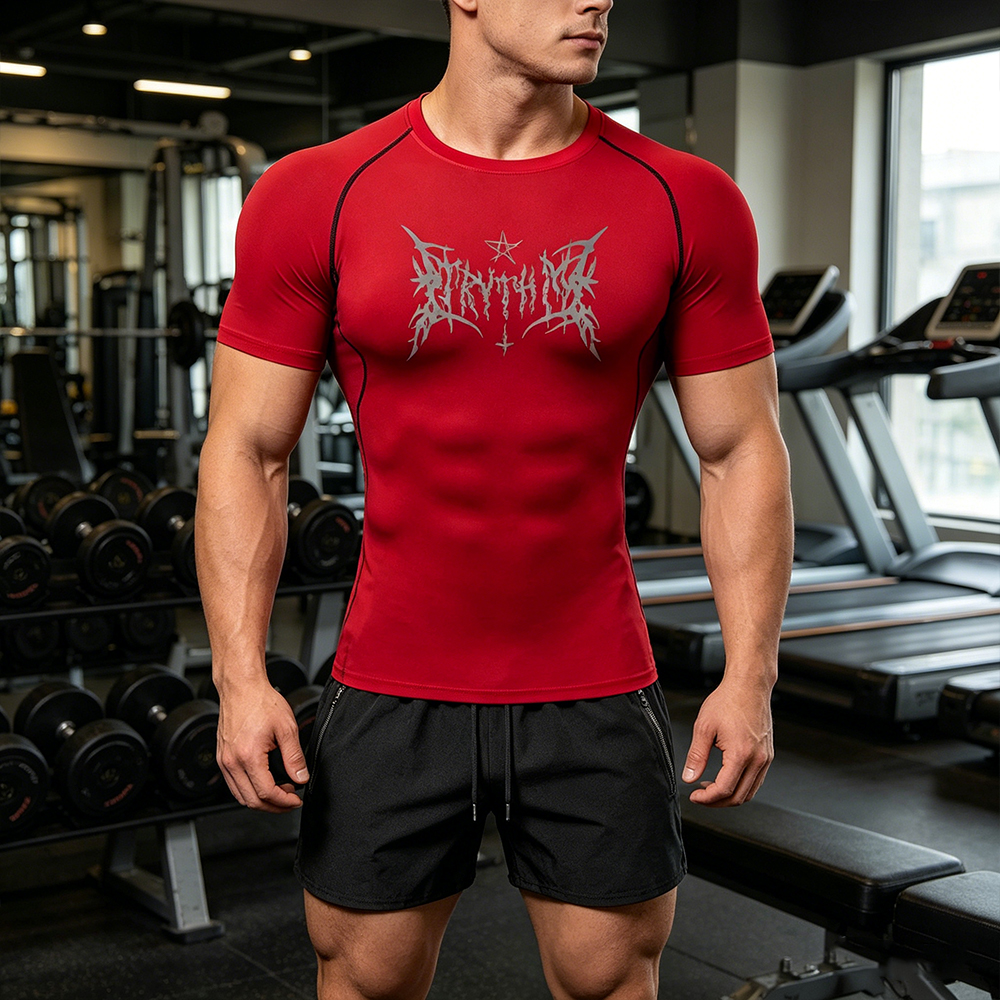 Compression Shirt Workout - Men's 2 Piece Set Gothic Letter