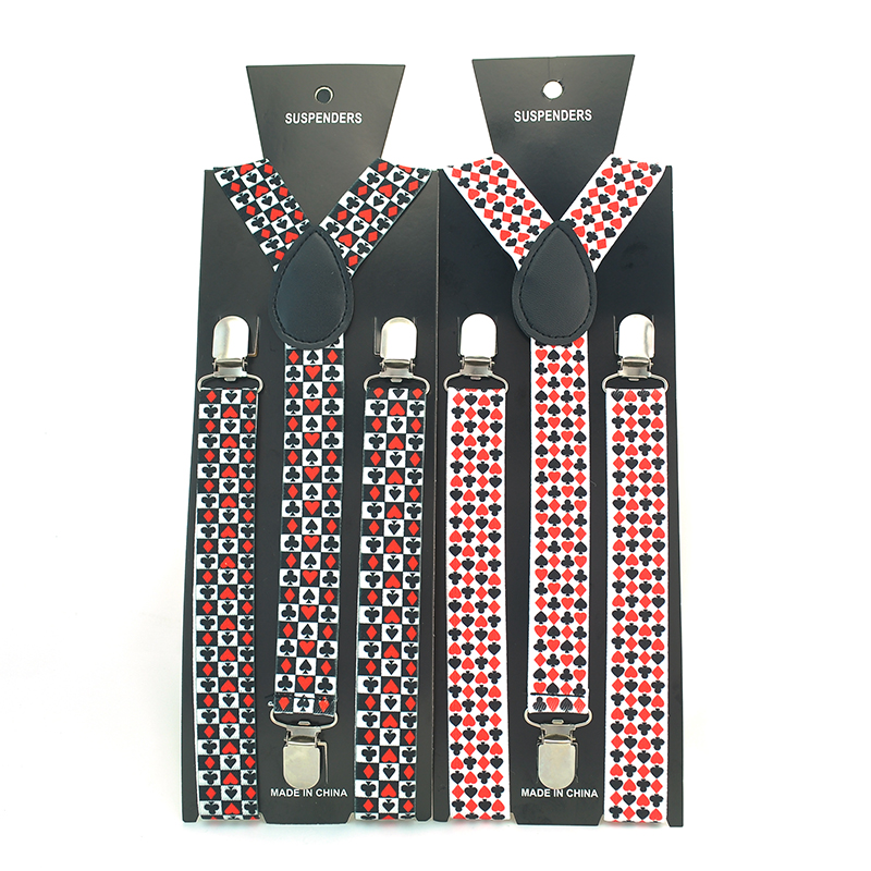 Suspenders Clip Men - Unisex Playing Card Poker Design Suspender