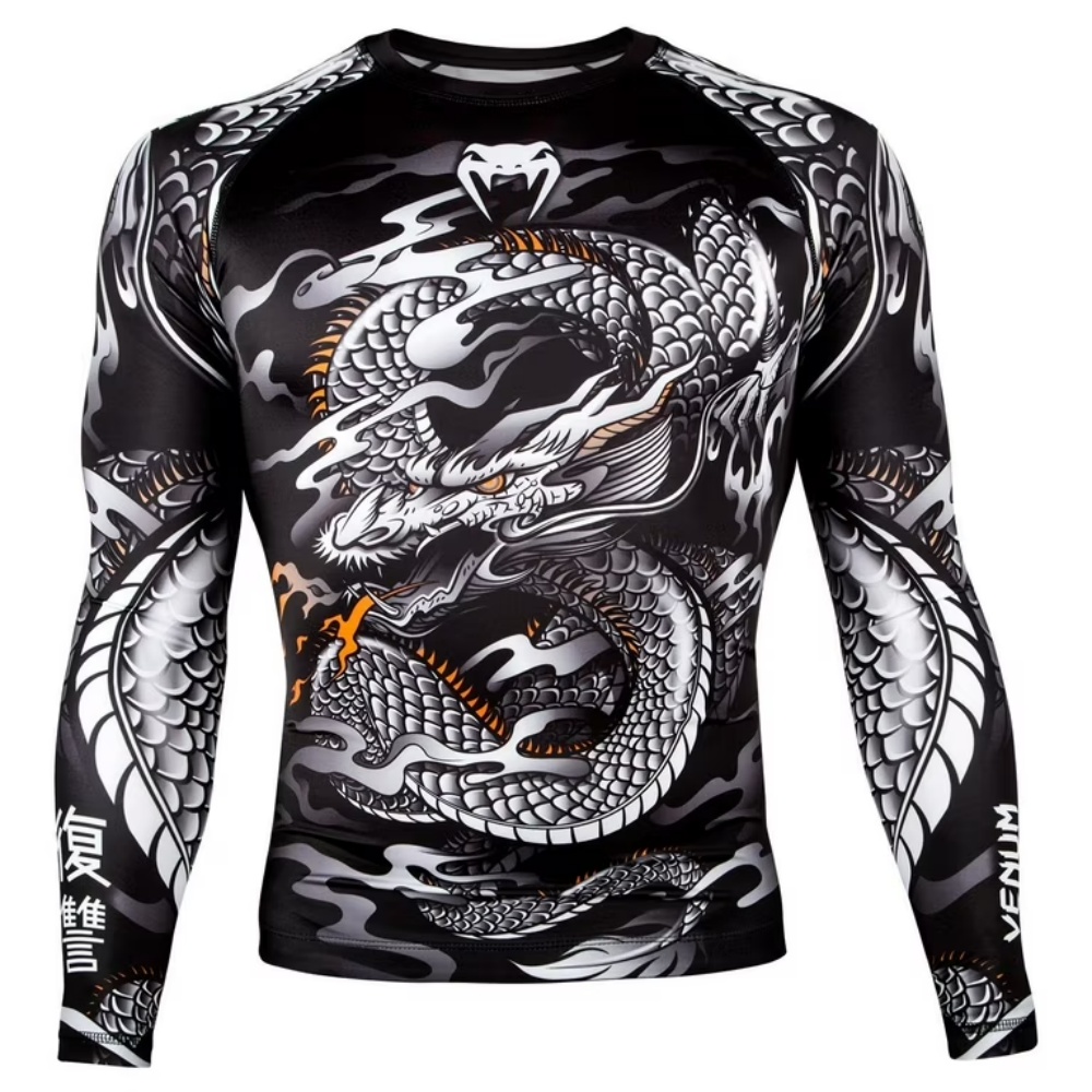 Dragon Pattern Long Sleeve Com – Compression Shirt Workout Bewertung und Preis
