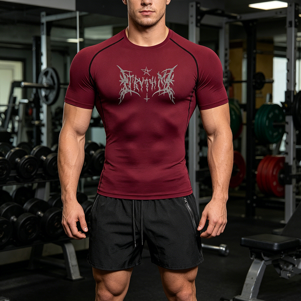 Men's 2 Piece Set Gothic Lette – Compression Shirt Workout Bewertung und Preis