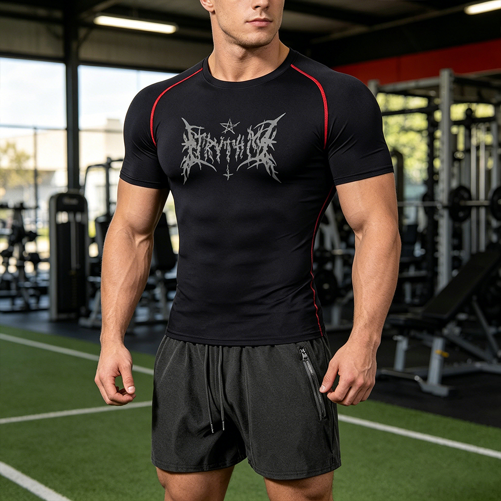 Men's 2 Piece Set Gothic Lette – Compression Shirt Workout Bewertung und Preis