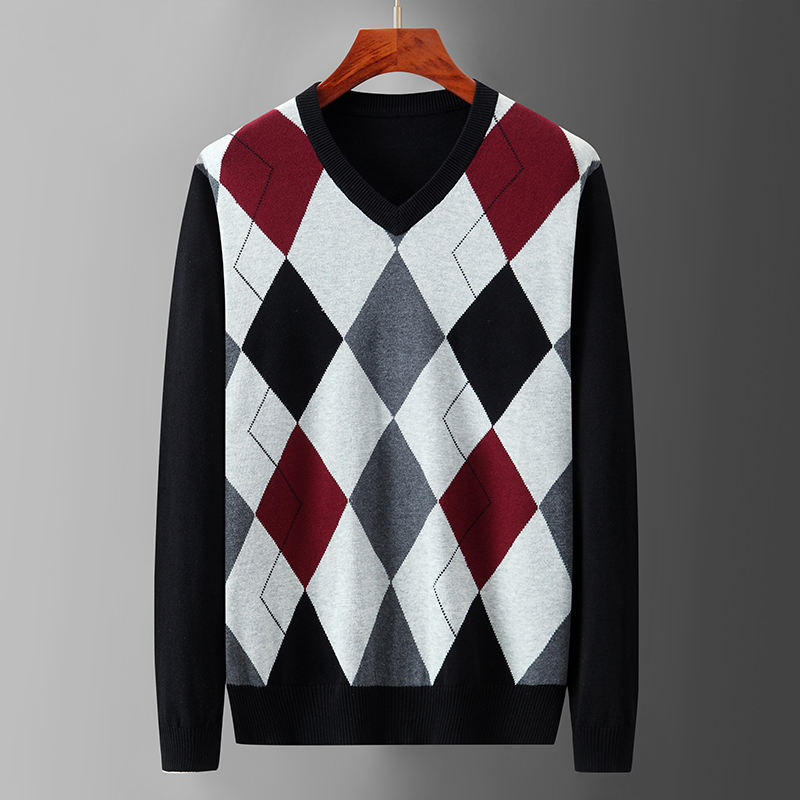 Argyle Plaid Pull Sweater Male – Men'S Fashion Korea Bewertung und Preis