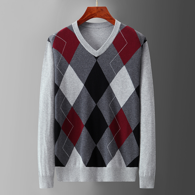 Argyle Plaid Pull Sweater Male – Men'S Fashion Korea Bewertung und Preis