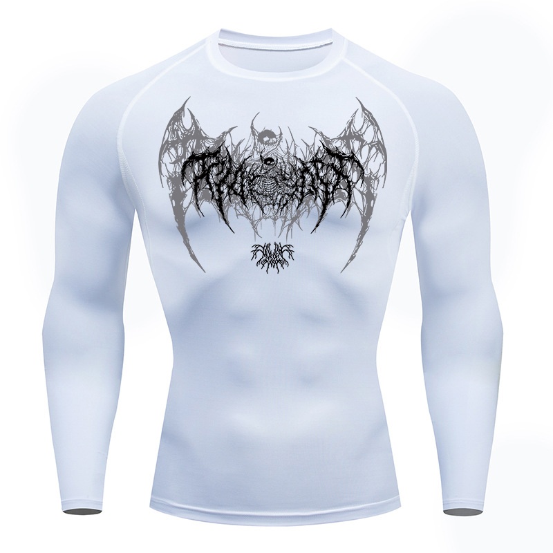Skull Wings Print Long Sleeve  – Compression Shirt Workout Bewertung und Preis