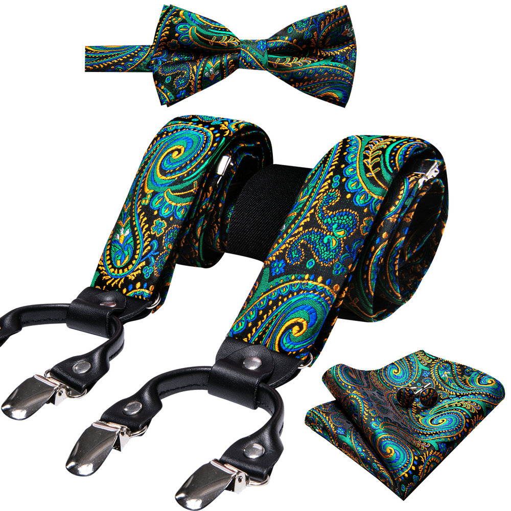 Fashion Paisley Green Silk Men – Suspenders Clip Men Bewertung und Preis
