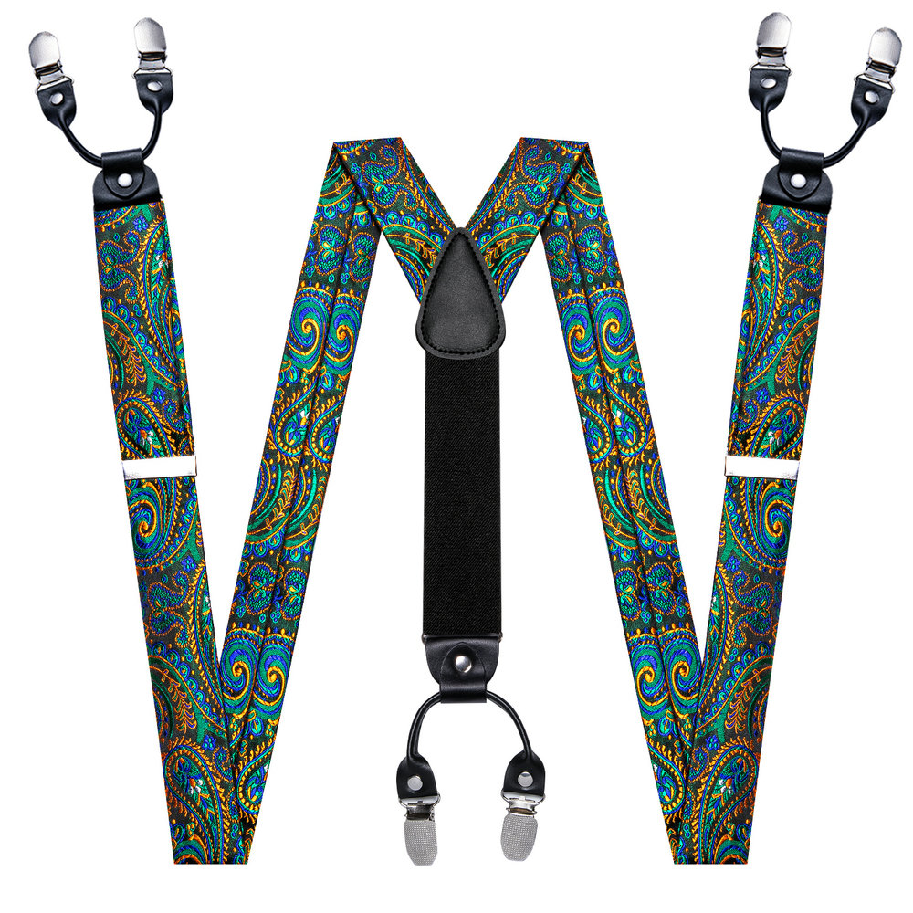 Fashion Paisley Green Silk Men – Suspenders Clip Men Bewertung und Preis