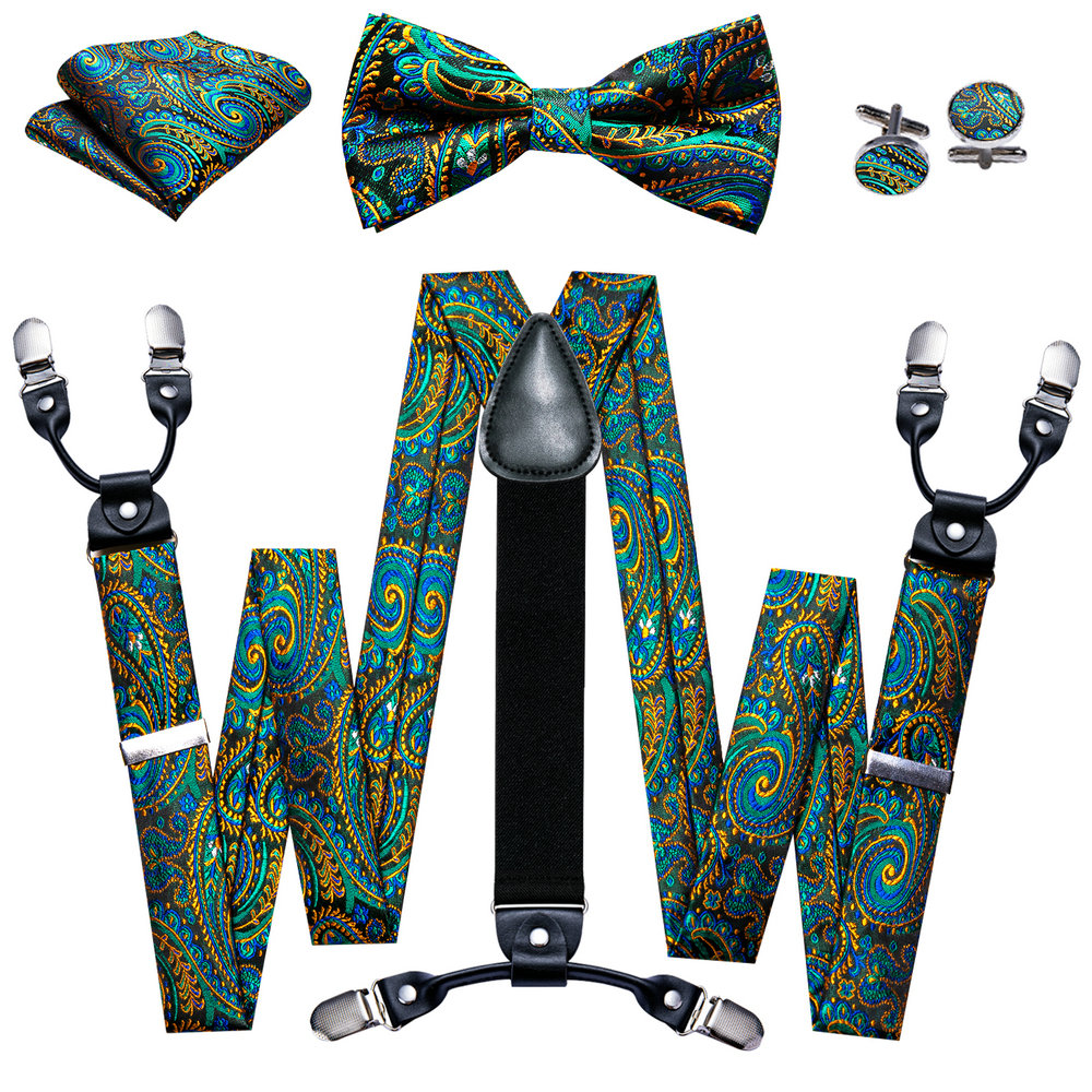 Fashion Paisley Green Silk Men – Suspenders Clip Men Bewertung und Preis