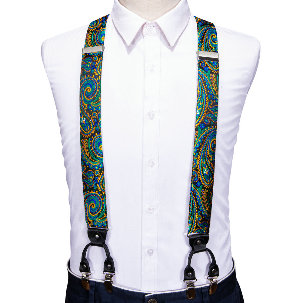 Fashion Paisley Green Silk Men – Suspenders Clip Men Bewertung und Preis