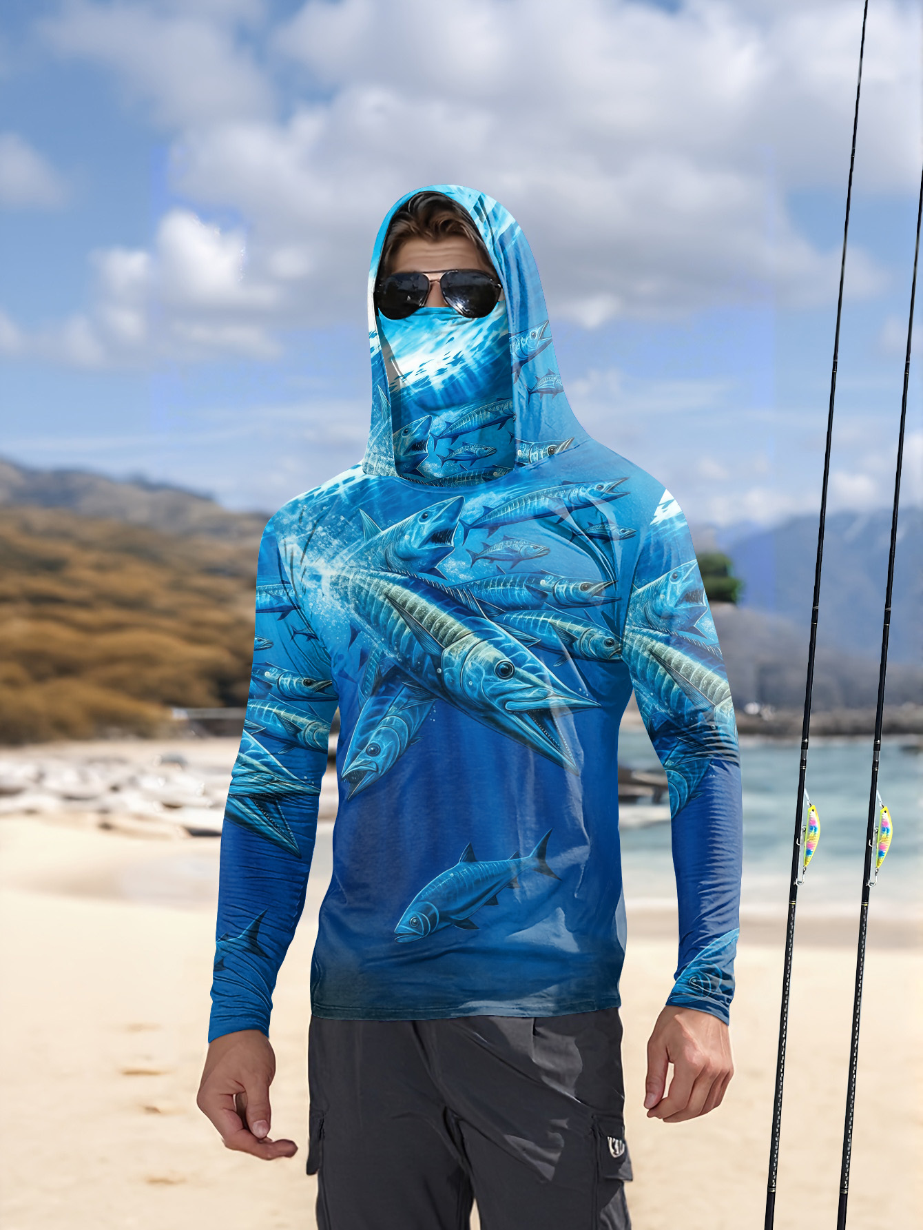Men Hood Fishing Shirt long sl – Mens Fashion Summer Bewertung und Preis