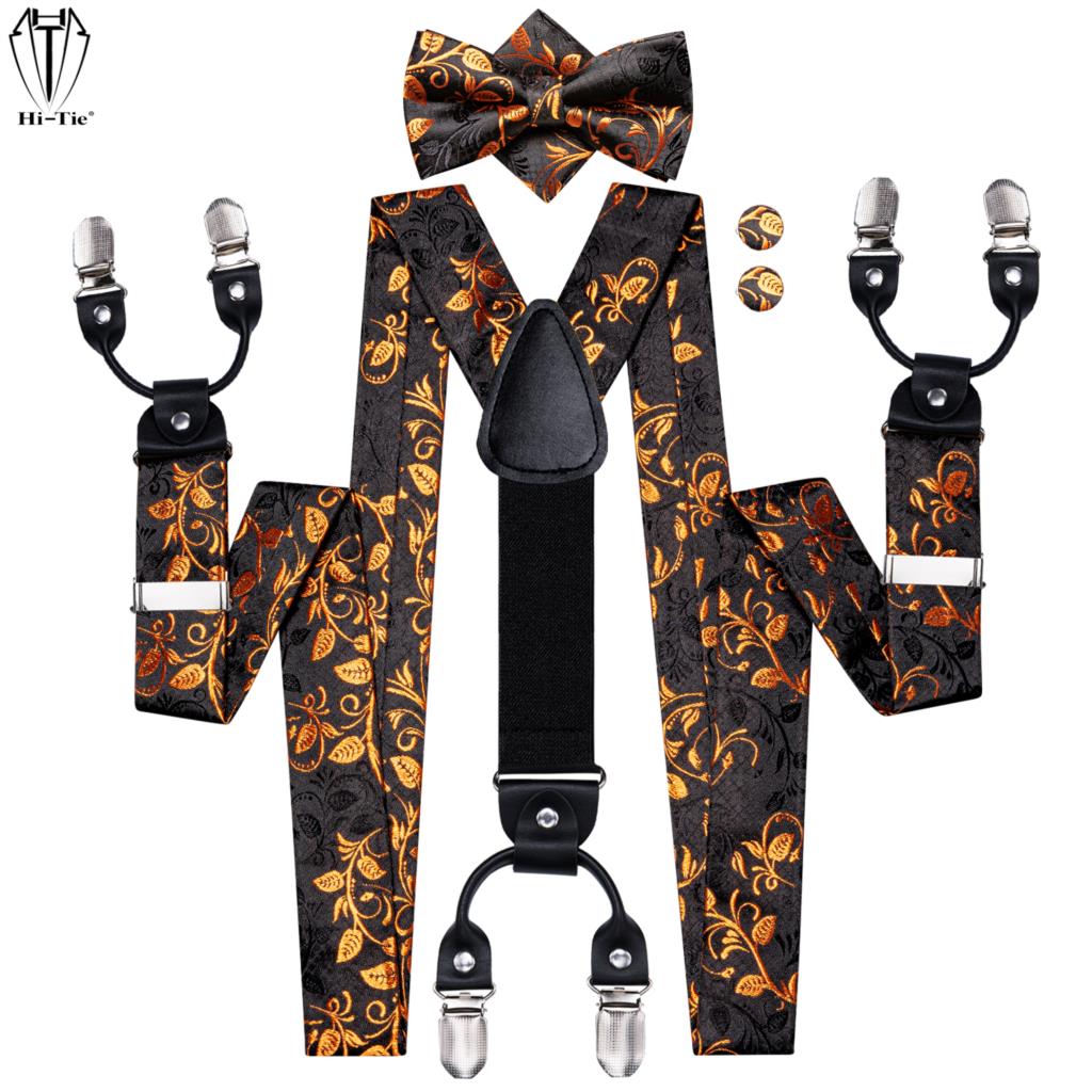 Hi-Tie Jacquard Black Gold Vin – Suspenders Clip Men Bewertung und Preis