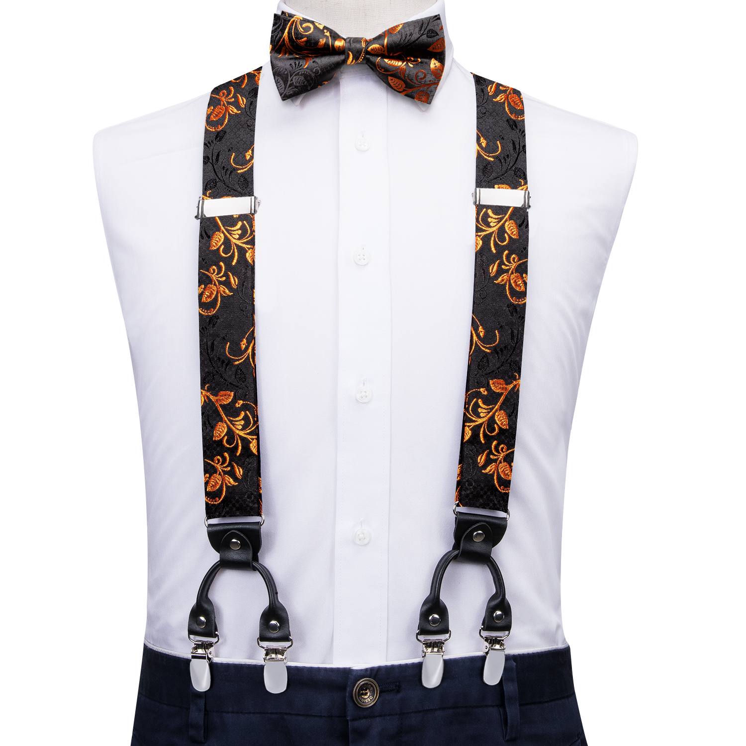 Hi-Tie Jacquard Black Gold Vin – Suspenders Clip Men Bewertung und Preis